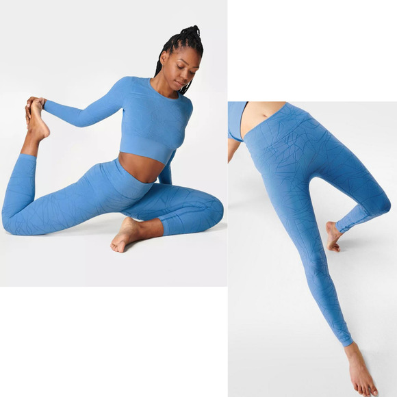 Sweaty Betty Motion Jacquard 7/8 Workout Legging Regatta Blue NWT Size XS - Picture 2 of 12